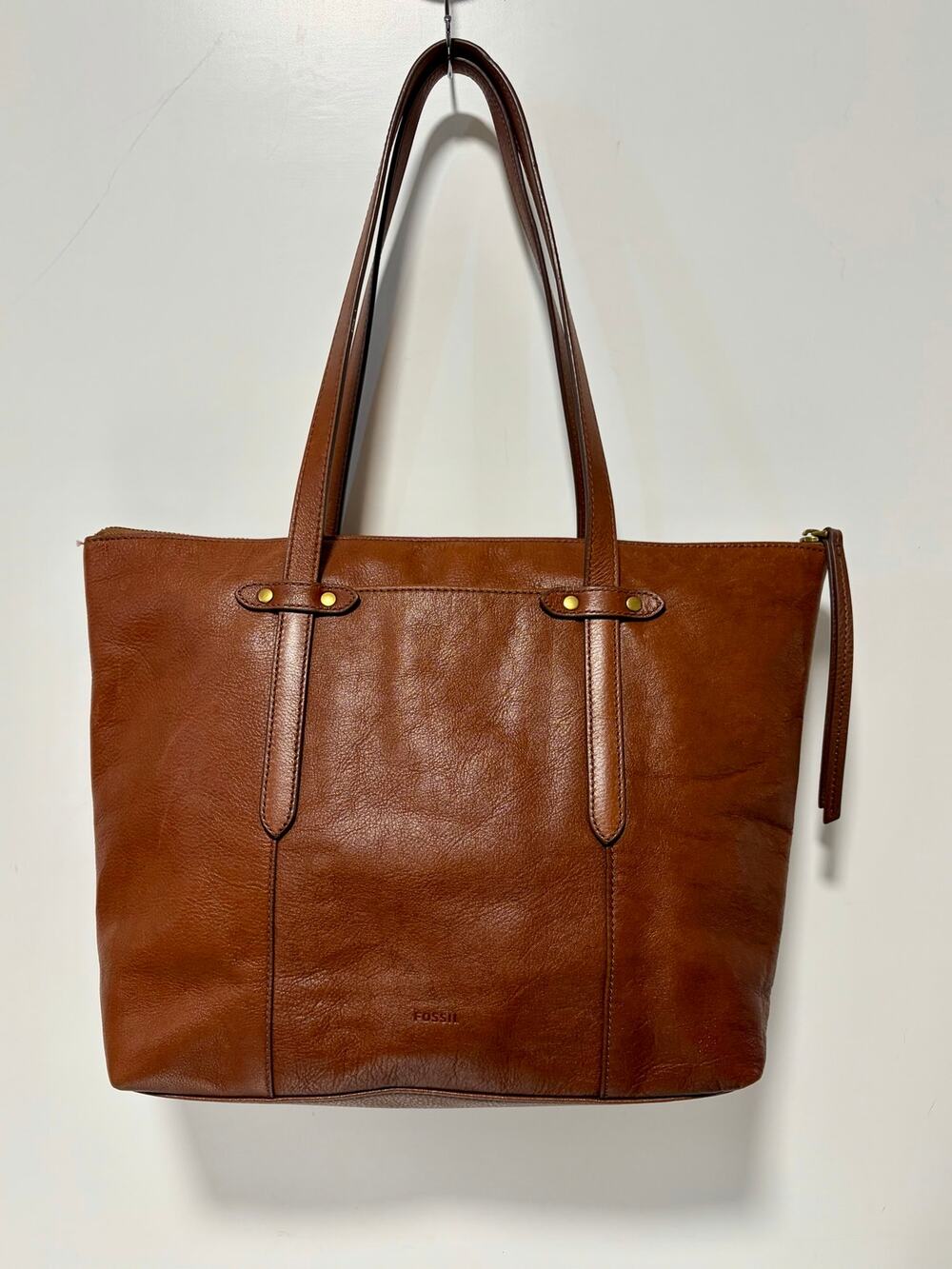 Fossil Felicity Leather Tote Bag Cognac Brown Shoulder Bag